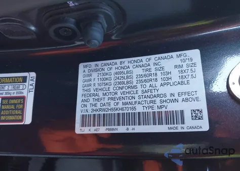 2019 Honda Cr-V Ex from USA, damaged, VIN 2HKRW2H55KH670165